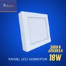 01 plafon led quadrado 18w amarelo 3000k sobrepor bivolt am