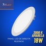 01 plafon led redondo 18w amarelo 3000k embutir bivolt am