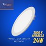 01 plafon led redondo 24w amarelo 3000k embutir bivolt am