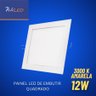 01 plafon led quadrado 12w amarelo 3000k embutir bivolt am