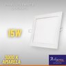 02 plafon led quadrado 15w amarelo 3000k embutir bivolt am