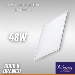 02 plafon led quadrado 48w branco 6500k embutir bivolt br